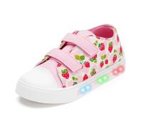 Boys Girls Light Up Trainers Toddler Canvas Shoes Kids Easy Fasten Walking Shoes with Hook and Loops Size 5
