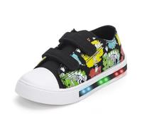 Boys Girls Light Up Trainers Toddler Canvas Shoes Kids Easy Fasten Walking Shoes with Hook and Loops Size 5
