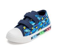 Boys Girls Light Up Trainers Toddler Canvas Shoes Kids Easy Fasten Walking Shoes with Hook and Loops Size 5