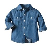 Boys Girls Middle Kids Thin Casual Denim Lapel Jacket Shirt Fall Jackets for Little Girls (Blue, 4-5 Years)