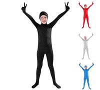 Boys Girls Open Face Spandex Halloween Bodysuit Kids Stretch Plain Unitard One Piece Child Cute Festival Body Suit Jumpsuit Cute Full Body Bodysuit for Kids Black
