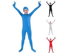 Boys Girls Open Face Spandex Halloween Bodysuit Kids Stretch Plain Unitard One Piece Child Cute Festival Body Suit Jumpsuit Cute Full Body Bodysuit for Kids Blue