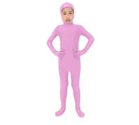 Boys Girls Orange Body Suit, Open Face Halloween Bodysuit, Kids Stretch Plain Unitard, Cute Full Body Open Face Bodysuit Cosplay for Halloween Costumes and Stage Performance (Pink, S)