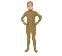 Boys Girls Orange Body Suit, Open Face Halloween Bodysuit, Kids Stretch Plain Unitard, Cute Full Body Open Face Bodysuit Cosplay for Halloween Costumes and Stage Performance (Khaki, XL)