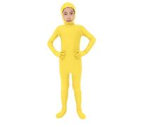 Boys Girls Orange Body Suit, Open Face Halloween Bodysuit, Kids Stretch Plain Unitard, Cute Full Body Open Face Bodysuit Cosplay for Halloween Costumes and Stage Performance (Yellow, L)