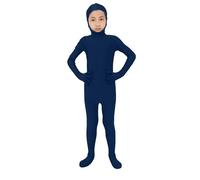 Boys Girls Orange Body Suit, Open Face Halloween Bodysuit, Kids Stretch Plain Unitard, Cute Full Body Open Face Bodysuit Cosplay for Halloween Costumes and Stage Performance (Navy, S)
