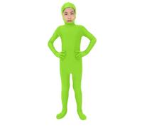 Boys Girls Orange Body Suit, Open Face Halloween Bodysuit, Kids Stretch Plain Unitard, Cute Full Body Open Face Bodysuit Cosplay for Halloween Costumes and Stage Performance (Mint Green, XL)
