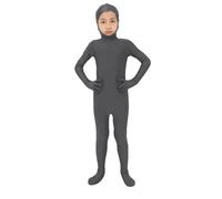Boys Girls Orange Body Suit, Open Face Halloween Bodysuit, Kids Stretch Plain Unitard, Cute Full Body Open Face Bodysuit Cosplay for Halloween Costumes and Stage Performance (Grey, XL)