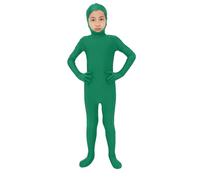 Boys Girls Orange Body Suit, Open Face Halloween Bodysuit, Kids Stretch Plain Unitard, Cute Full Body Open Face Bodysuit Cosplay for Halloween Costumes and Stage Performance (Green, S)