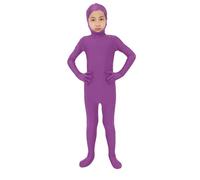 Boys Girls Orange Body Suit, Open Face Halloween Bodysuit, Kids Stretch Plain Unitard, Cute Full Body Open Face Bodysuit Cosplay for Halloween Costumes and Stage Performance (Purple, XL)