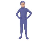 Boys Girls Orange Body Suit, Open Face Halloween Bodysuit, Kids Stretch Plain Unitard, Cute Full Body Open Face Bodysuit Cosplay for Halloween Costumes and Stage Performance (Blue, M)