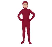 Boys Girls Orange Body Suit, Open Face Halloween Bodysuit, Kids Stretch Plain Unitard, Cute Full Body Open Face Bodysuit Cosplay for Halloween Costumes and Stage Performance (Wine, M)