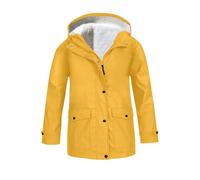 Boys Girls Packable Waterproof Running Rain Coats Cycling Jacket Windbreaker with Removable Hood Kids Casual Loose Lightweight Raincoat with Pockets Fall Winter Clothes (Yellow-2, 9-10 Years)