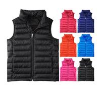 Boys Girls Padded Puffer Gilet Kids Lightweight Warm Quilted Vest Autumn Winter Zip Up High Neck Sleeveless Jackets Plain Waterproof Windproof Waistcoat (Sky Blue, 13-14 Years)