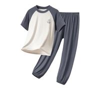 Boys Girls Pajamas Sets 2 Piece Loung Set Short Sleeve Tops and Long Pants Soft js Loungewear for Baby to Teen (Grey, 9-10 Years)