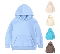 Boys Girls Plain Hoodie Pullover with Pocket Toddler Long Sleeve Spring Fall Warm Hooded Sweatshirt for Kids Solid Color Top Coat Baby Boy Cotton Clothes Jumpers (B, 6-7 Years)