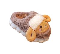 Boys Girls Plush House Slippers Kids Cute Animals Non Slip Slippers Winter Indoor Warm Fuzzy Comfort Sliders Platform Cloud Sole Furry Home Shoes (1-Coffee, 2.5 Big Kids)