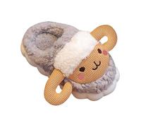 Boys Girls Plush House Slippers Kids Cute Animals Non Slip Slippers Winter Indoor Warm Fuzzy Comfort Sliders Platform Cloud Sole Furry Home Shoes (1-Grey, 1.5 Big Kids)