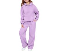 Boys Girls Preppy 2 Piece Tracksuit Sweatsuits Athletic Pullover Hoodies Wide Leg Sweatpants Autumn Winter Joggers Sets Hooded Sweatshirt Clothing Set (Purple, 11-12 Years)