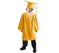 Boys Girls Preschool Kindergarten Unisex Graduation Gown Cap Set Color Suit Kindergarten Children Graduation Bachelor Stage Performance Gown With Hat Graduation Gown For Kids (Gold, 4-5 Years)