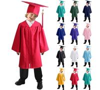 Boys Girls Preschool Kindergarten Unisex Graduation Gown Cap Set Color Suit Kindergarten Children Graduation Bachelor Stage Performance Gown With Hat Graduation Gown For Kids (RD1, 4-5 Years)
