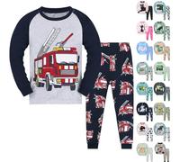 Boys Girls Pyjamas Long Sleeve Toddler Autumn Clothes Set Cute Cartoon Dinosaurs Print Matching Top Trousers Sets Cotton Kids Pjs Christmas 2 Piece Pyjama Outfits Sleepwear Nightwear Comfy Lounge Suit