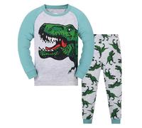Boys Girls Pyjamas UK Christmas Pjs Cartoon Print Dinosaurs Rockets Sharks Truck Cotton Toddler Baby Clothes Comfy Long Sleeve Sleepwear Cute 2 Piece Unisex Nightwear Bedroom Tops Pants Xmas Outfits
