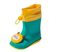 Boys Girls Rain Boots Shoe Covers Waterproof Non-Slip Easy to Put On Crawling Shoes for Rain and Mud, Green, 7 UK Child