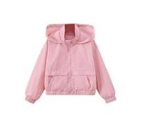 Boys Girls Rain Jacket Spring Fall Waterproof Zipper Hooded Raincoat Teen Kids Plain Lightweight Windbreaker with Pockets Breathable Packable Rain Coat