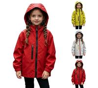 Boys Girls Raincoat Children Hooded Waterproof Jacket with Pockets Softshell Rain Jackets Unisex Kids Reflective Windbreaker Lightweight Wind Resistant Coat Rainwear Outerwear (Wine, 8-9 Years)