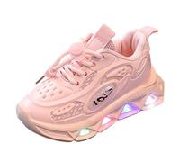 Boys Girls School Shoes Toddler Little Kids Sparkly Princess Minimalist Walking Light Up Trainers Non-Slip Quick Dry Closed Toe Outdoor Red