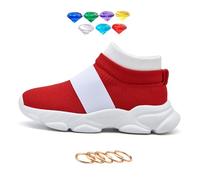 Boys Girls Shoes Red Sneakers Birthday Party Gift with Rings and Gems, With gem-rings, 19.0 cm