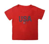 Boys Girls Short Sleeve T Shirt American Flag Print Tees Tops Kids Toddler Casual Loose Pullover Shirts for Teens Baby Boy Summer Clothes (Red, 5-6 Years)