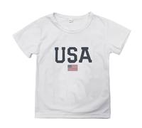 Boys Girls Short Sleeve T Shirt American Flag Print Tees Tops Kids Toddler Casual Loose Pullover Shirts for Teens Baby Boy Summer Clothes (White, 2-3 Years)