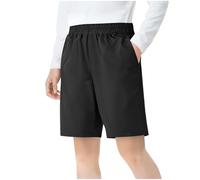 Boys Girls Shorts School Uniform Style Shorts UK Kids Solid Color Knee Length Pants Summer Elastic Waist Cropped Trousers Casual Soft Sports Bottoms for Daily 4 Years Black
