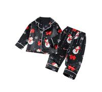 Boys Girls Silk Stain Pajamas Set Toddler Baby Christmas Santa Snowman Sleepwear Long Sleeve Matching Holiday PjsBaby Boy Fall Outfit (Black, 3-4 Years)