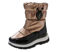 Boys Girls Snow Boots Kids Mid Calf Winter Booties Faux Leather Thermal | Pull Tab Design, Reinforced Toe Bumper, Tall Slim Shaft, Easy Wipe Clean Finish, Fleece Lined Interior, Deep Lug Outsole