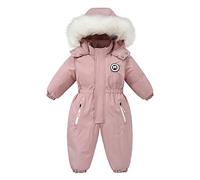Boys Girls Snowsuits One-piece Padded Jackets Kids Hooded Coats Quilted Warm Jacket Windproof Puffer Softshell Coat Unisex Soft Long Sleeve Outerwear Jumpsuits Snowsuits for 2-5 Years Ski