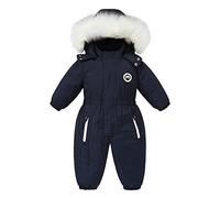 Boys Girls Snowsuits One-piece Padded Jackets Kids Hooded Coats Quilted Warm Jacket Windproof Puffer Softshell Coat Unisex Soft Long Sleeve Outerwear Jumpsuits Snowsuits for 2-5 Years Ski
