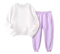 Boys Girls Solid Sweatsuit Pullover Set Toddler Crewneck Long Sleeve Sweatshirt and Sweatpants Jogger Sets Baby Casual Soft School PE Sweatshirt Spring Fall Streetwear (PP2, 9-10 Years)
