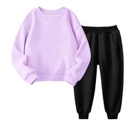 Boys Girls Solid Sweatsuit Pullover Set Toddler Crewneck Long Sleeve Sweatshirt and Sweatpants Jogger Sets Baby Casual Soft School PE Sweatshirt Spring Fall Streetwear (PP3, 3-4 Years)