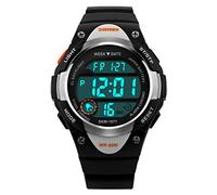 Boys Girls Sport Digital Watch, Kids Outdoor Waterproof Electronic Watches with LED Alarm Stopwatch, Black, Digital
