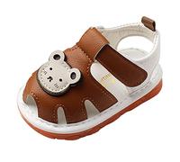 Boys Girls Summer Squeaky Sandals Kids Closed-Toe Anti-Slip Premium Rubber Sole Toddler First Walking Shoes (Brown, 5 Infant)