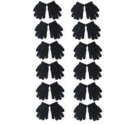 Boys Girls Super Value Thermal Black Winter Gripper Gloves Unisex Children's Magic Stretch Gripper Gloves Size Approx. 2 to 5 Years (Black - 12 Pairs)