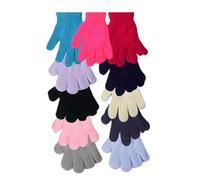 Boys Girls Thermal Black Winter Gloves Black White Pink Red Turquoise Children's Magic Stretch Gloves Size Approx. 2 to 5 Years (Hot Pink -2 Pairs)