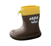 Boys Girls Tie Top Waterproof Rain Boots Non Slip Sole EVA Water Resistant Wellies Lightweight Rain Boot Kids Toddler Winter Fall School Rain Boot Outdoor Wet (Coffee, 11.5 Little Child)
