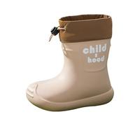 Boys Girls Tie Top Waterproof Rain Boots Non Slip Sole EVA Water Resistant Wellies Lightweight Rain Boot Kids Toddler Winter Fall School Rain Boot Outdoor Wet Weather (Khaki, 13.5 Big Kids)