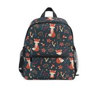 Boys Girls Toddler Backpack Child School Bags, Fox and Maple Leaf Kids Mini Kawaii Backpacks Rucksack Small Bookbag Children's Backpack with Chest Strap Name Tag