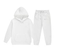 Boys Girls Tracksuit Set Plain Long Sleeve Hoodie Joggers Suit 2 Piece Outfit Kids Trendy Sweatsuit Fall Winter Hooded Sweatshirt Elastic Waist Sweatpants Sportswear (White, 8-9 Years)