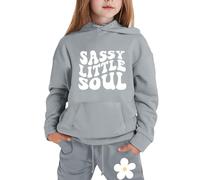 Boys Girls Tracksuits Clothing Sets Child 2 Piece Sportwear Hooded Sweat Hoodie Bottom Boys Outfits Hoodie Jogging Suits Fall Winter Casual Jogging Running Letter Printed Grey